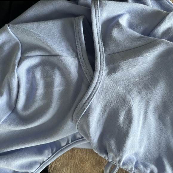 Aritzia Wilfred Small Stardust Long Sleeve Mini Dress Periwinkle Blue Open Back - Picture 8 of 8